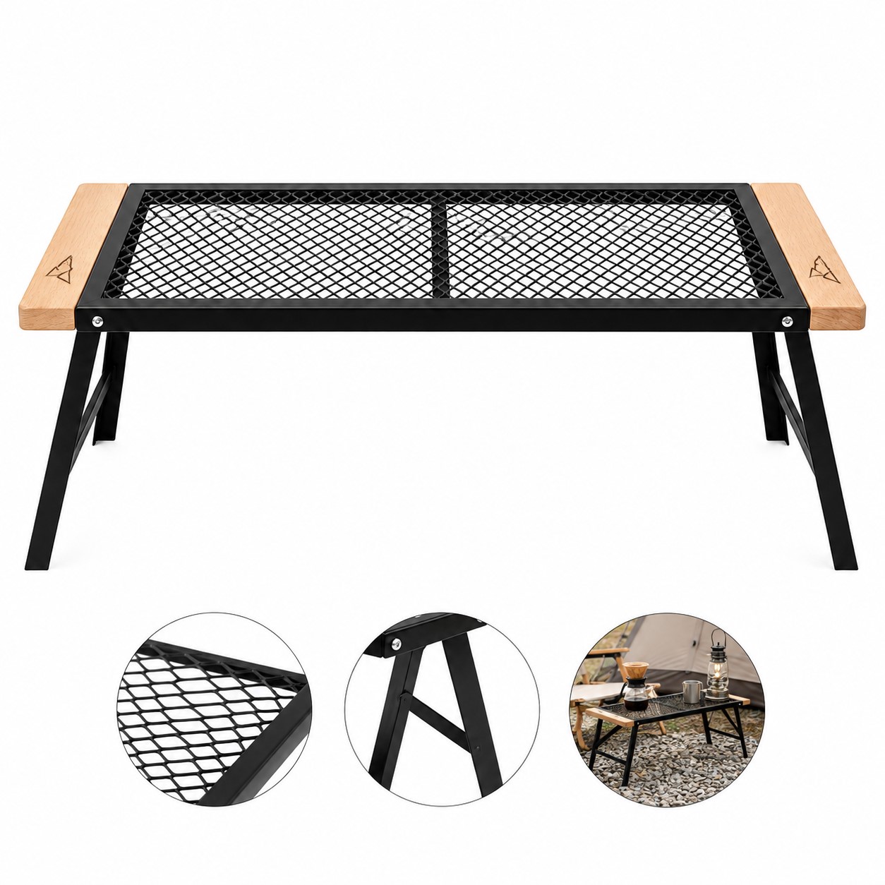 Folding Iron Mesh Charcoal Grill Table