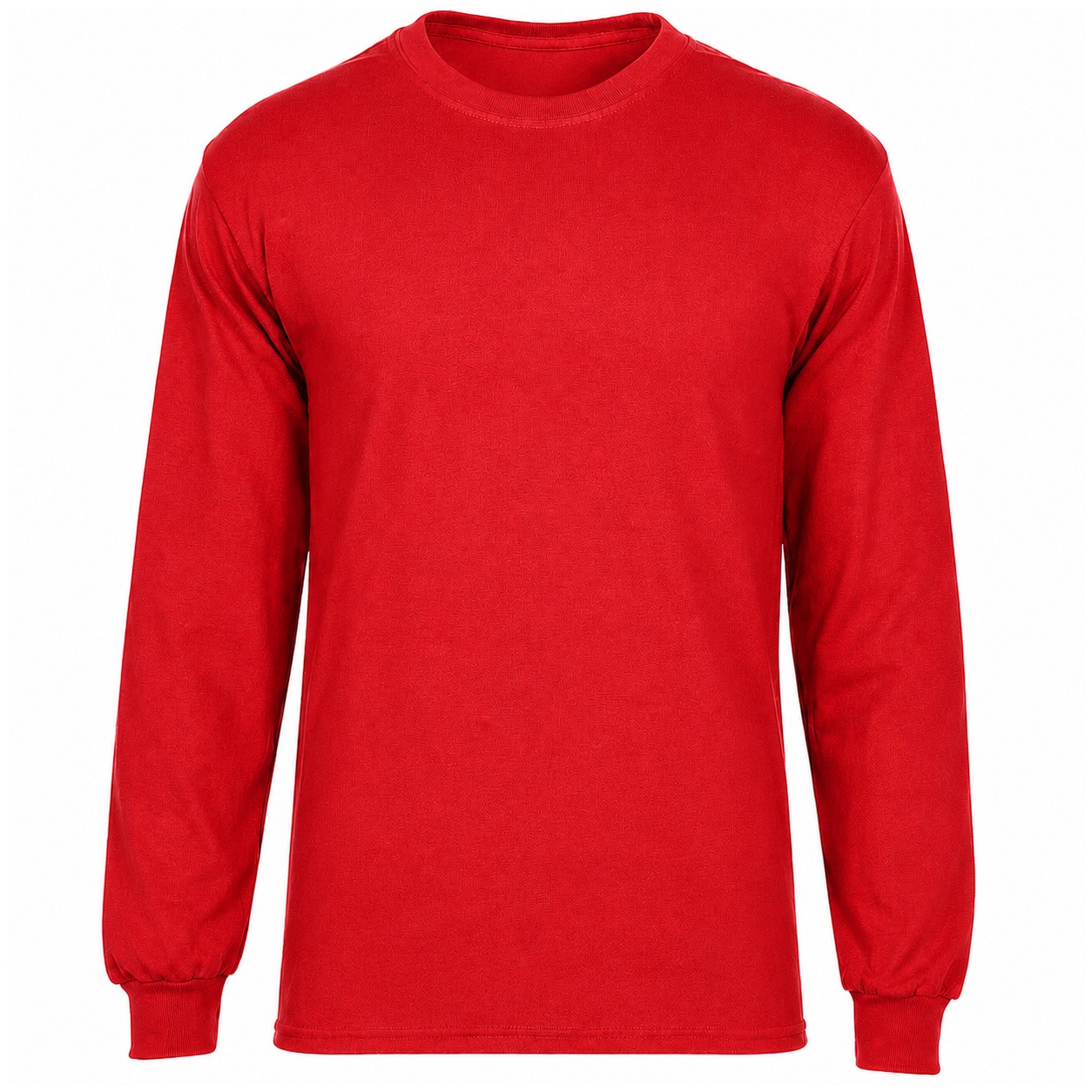Long Sleeve Cotton Polyester Crew Shirt — Red