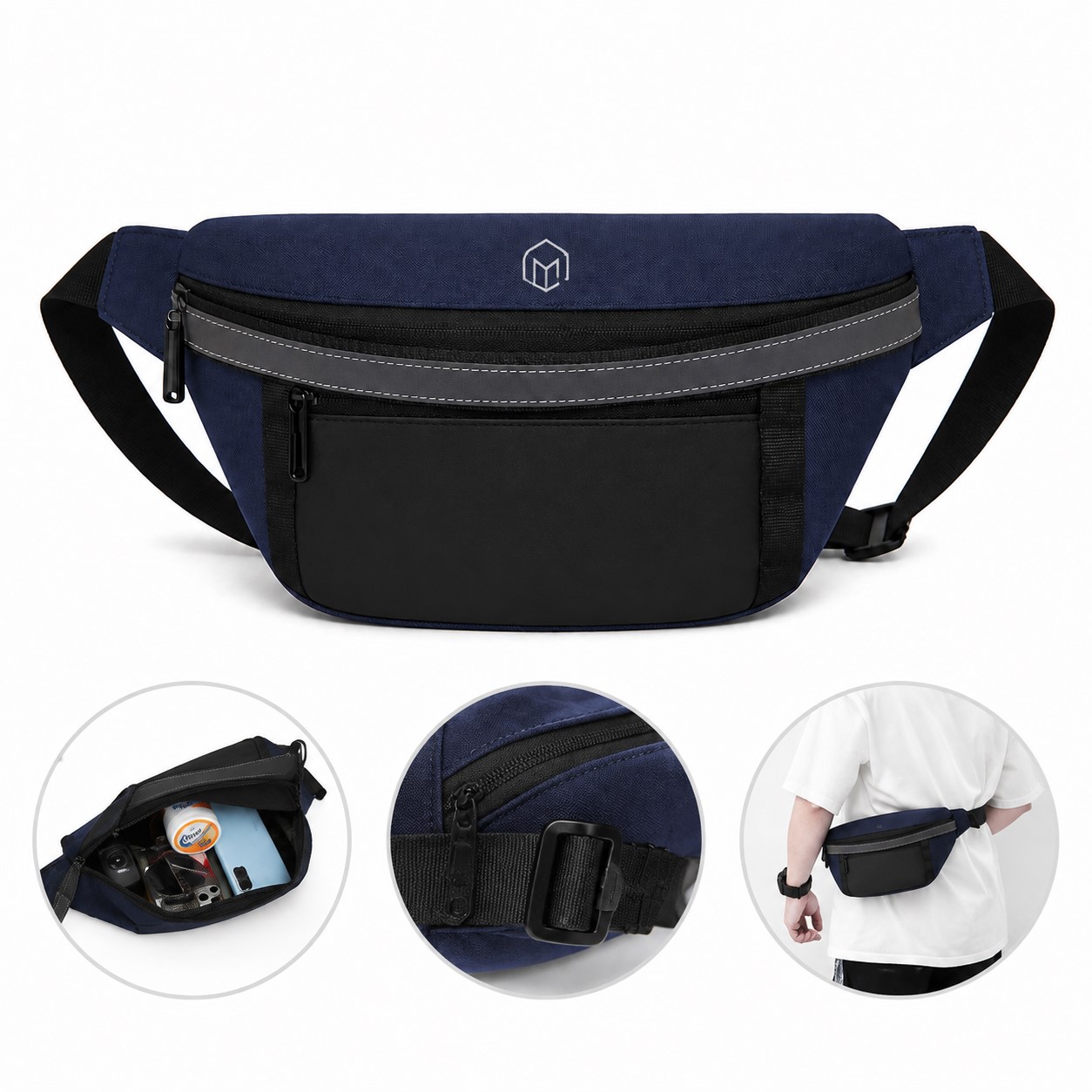 Zippered Polyester Adventure Belt Bag