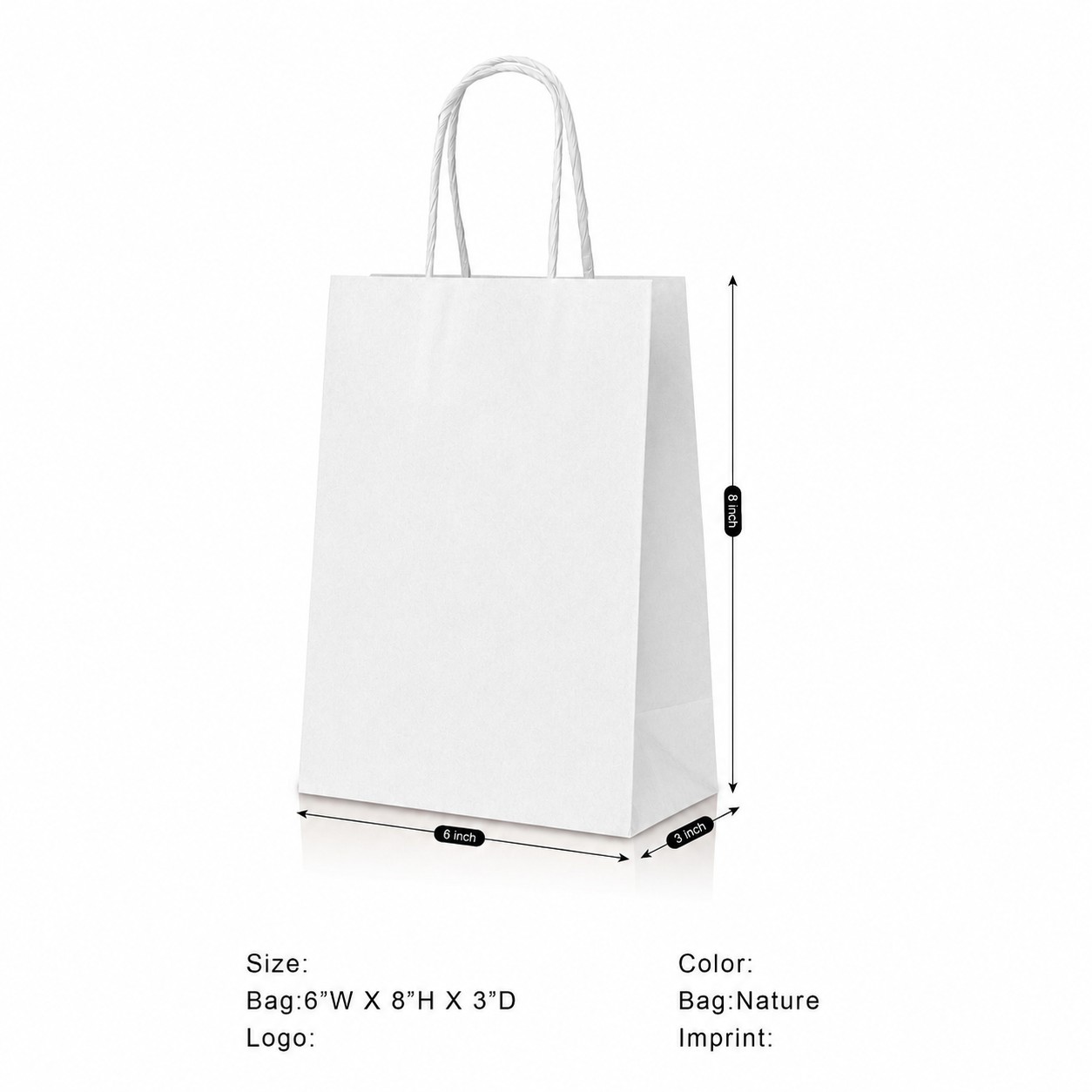 Twisted Reinforced Handles Tote Bag — White