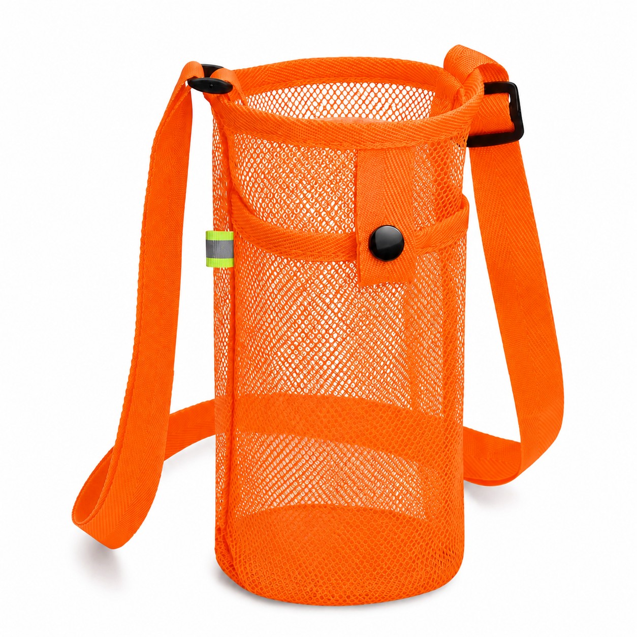Mesh Water Bottle Holder With Strap — Orange