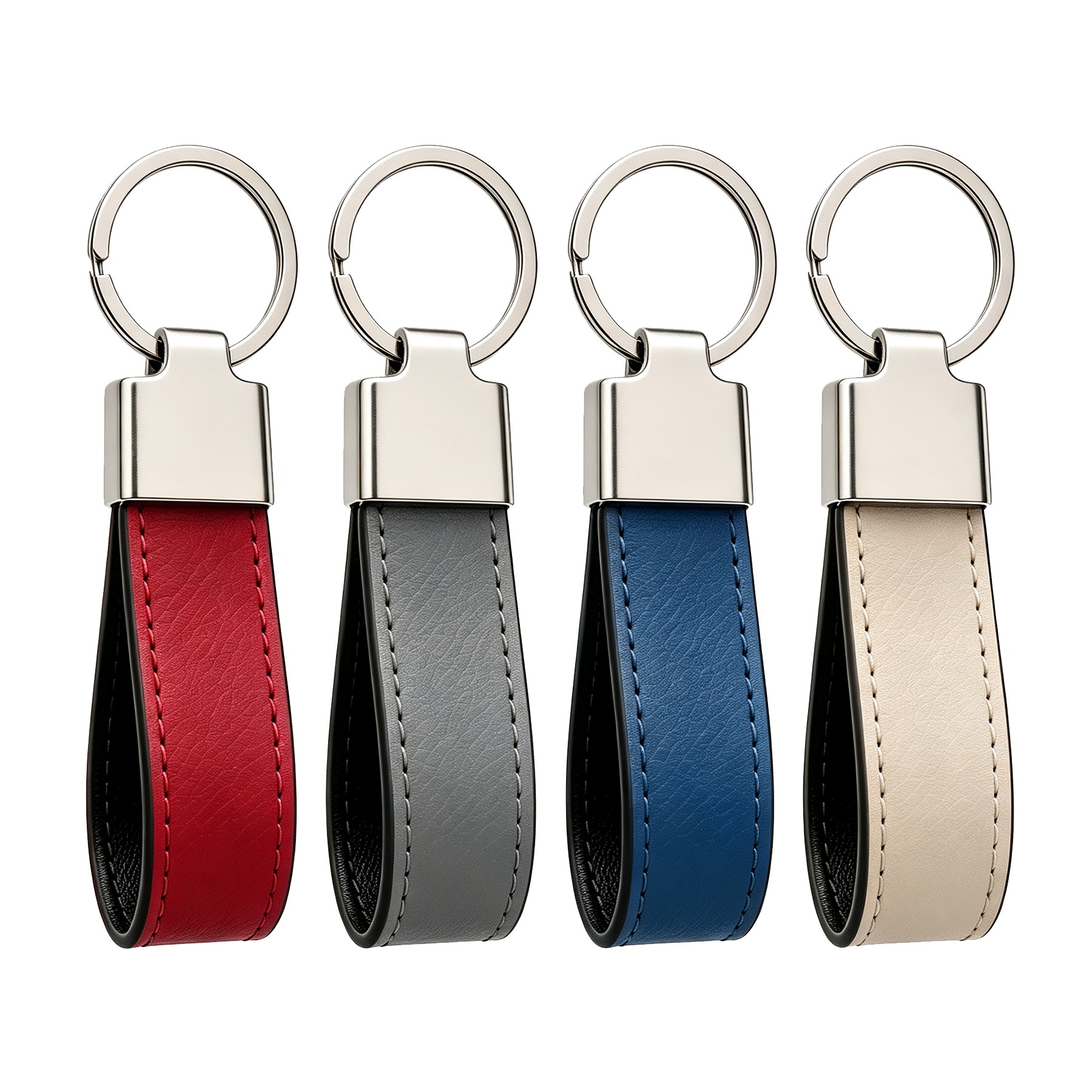 Looped Leather Key Fob With Metal Ring — view 1