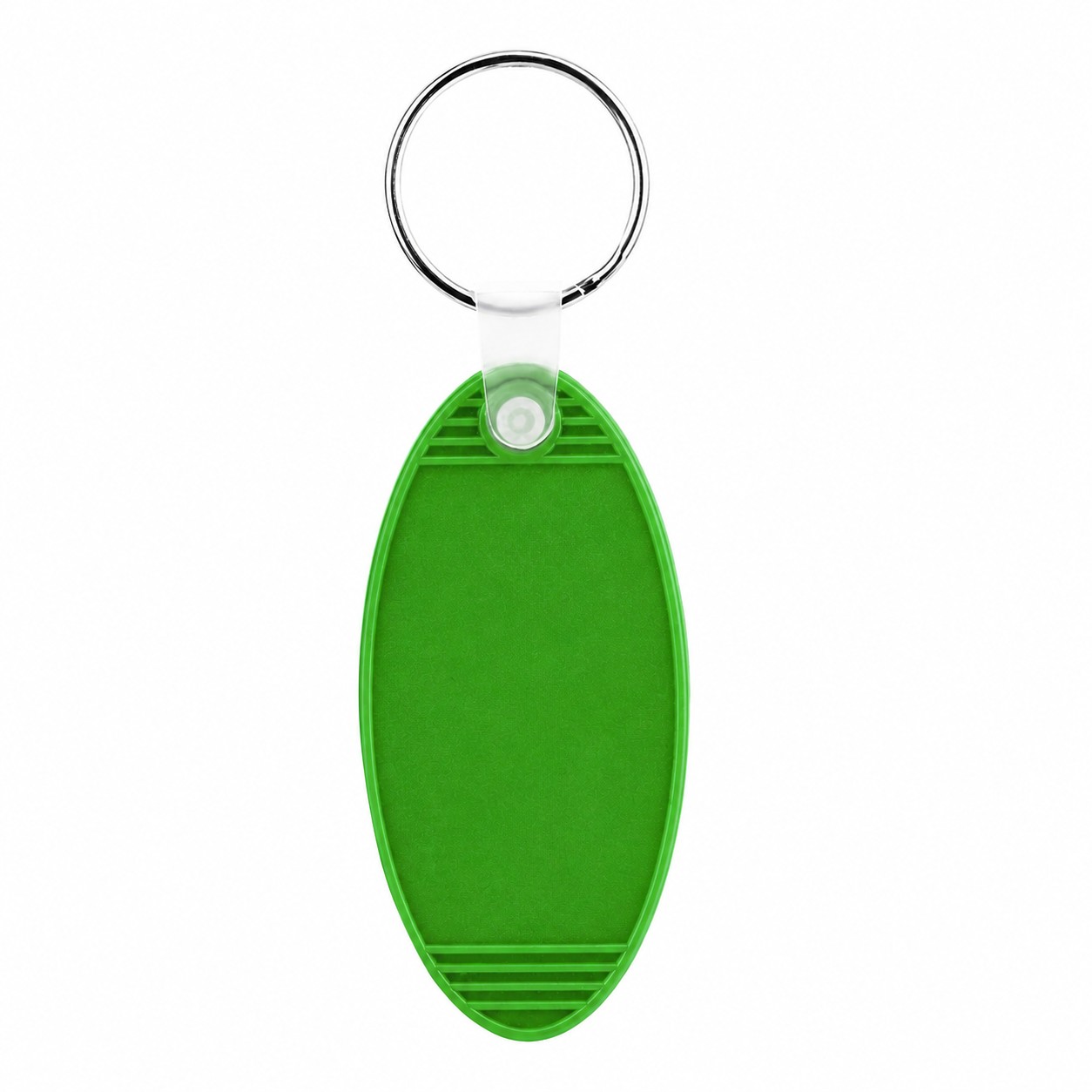 Retro Oval Plastic Keytag Ring — Grass Green