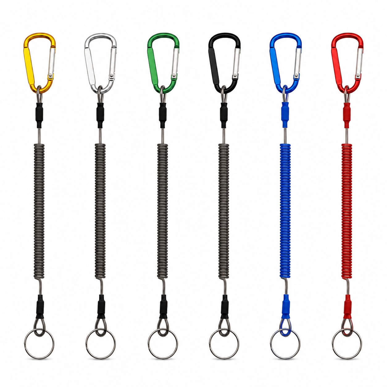 Metal Coil Keychain With Carabiner Clip