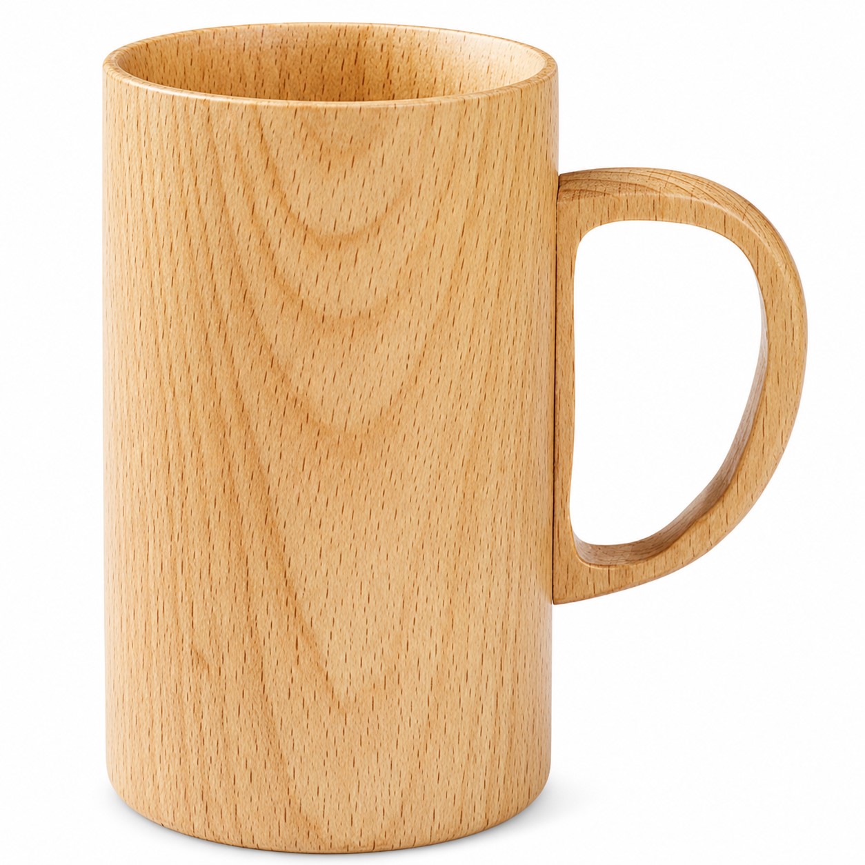 Tall Wooden Mug With Rounded Handle — view 2