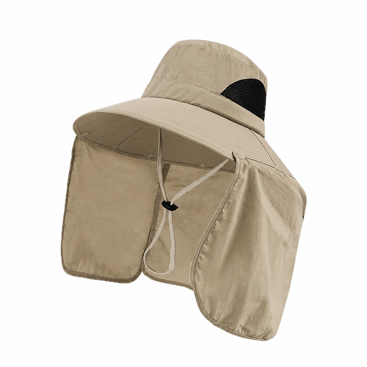 Polyester Drape Sun Hat — Khaki Beige