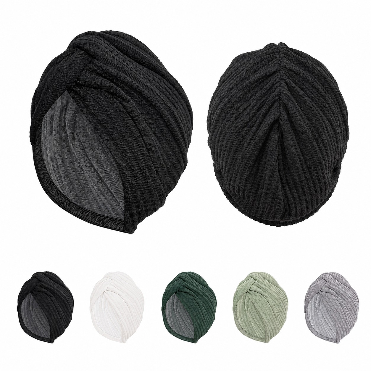 Ribbed Polyester Turban Headwrap