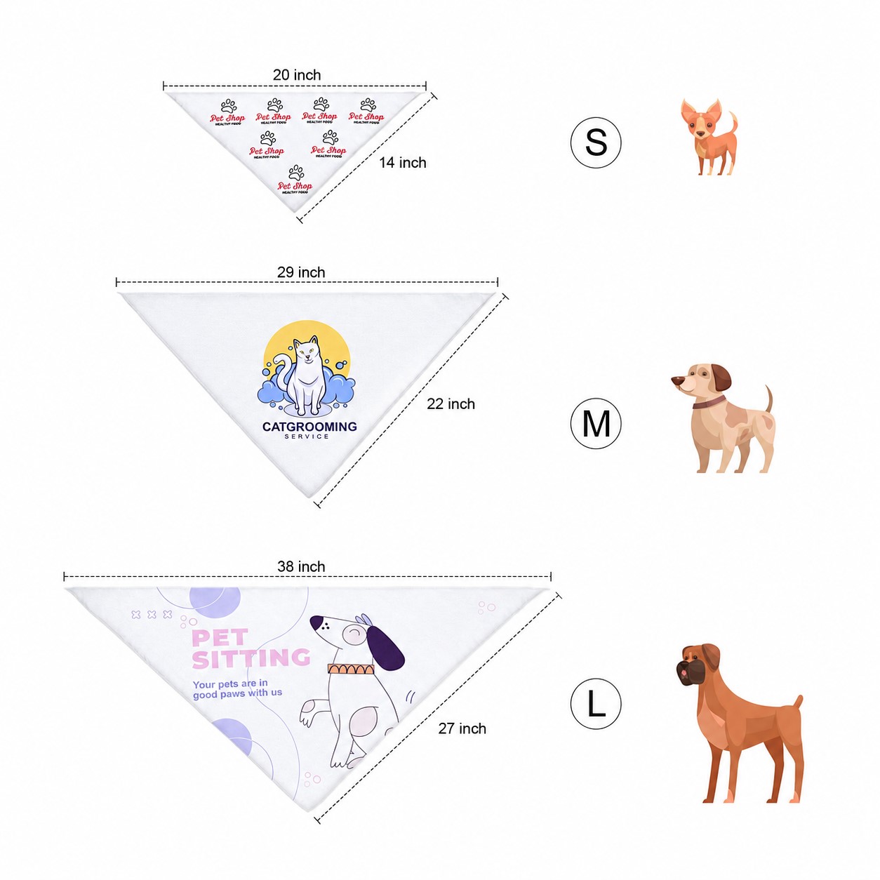Washable Pet Triangle Bandanna — Clear White