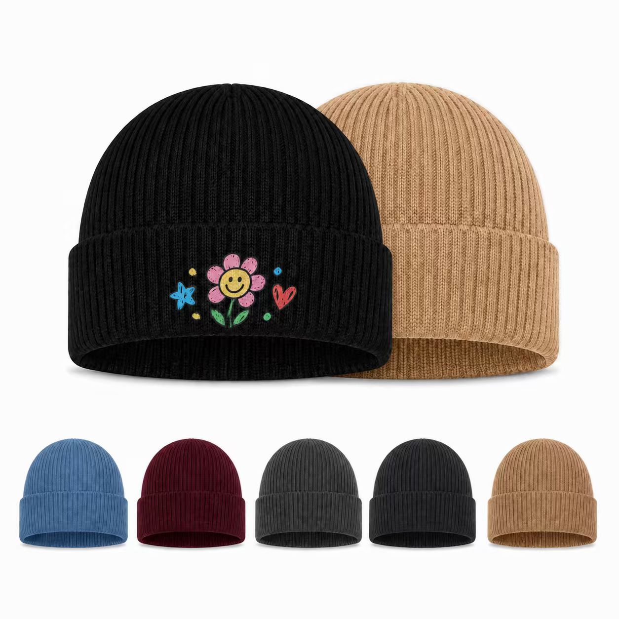 Ribbed Polyester Watch Cap Beanie