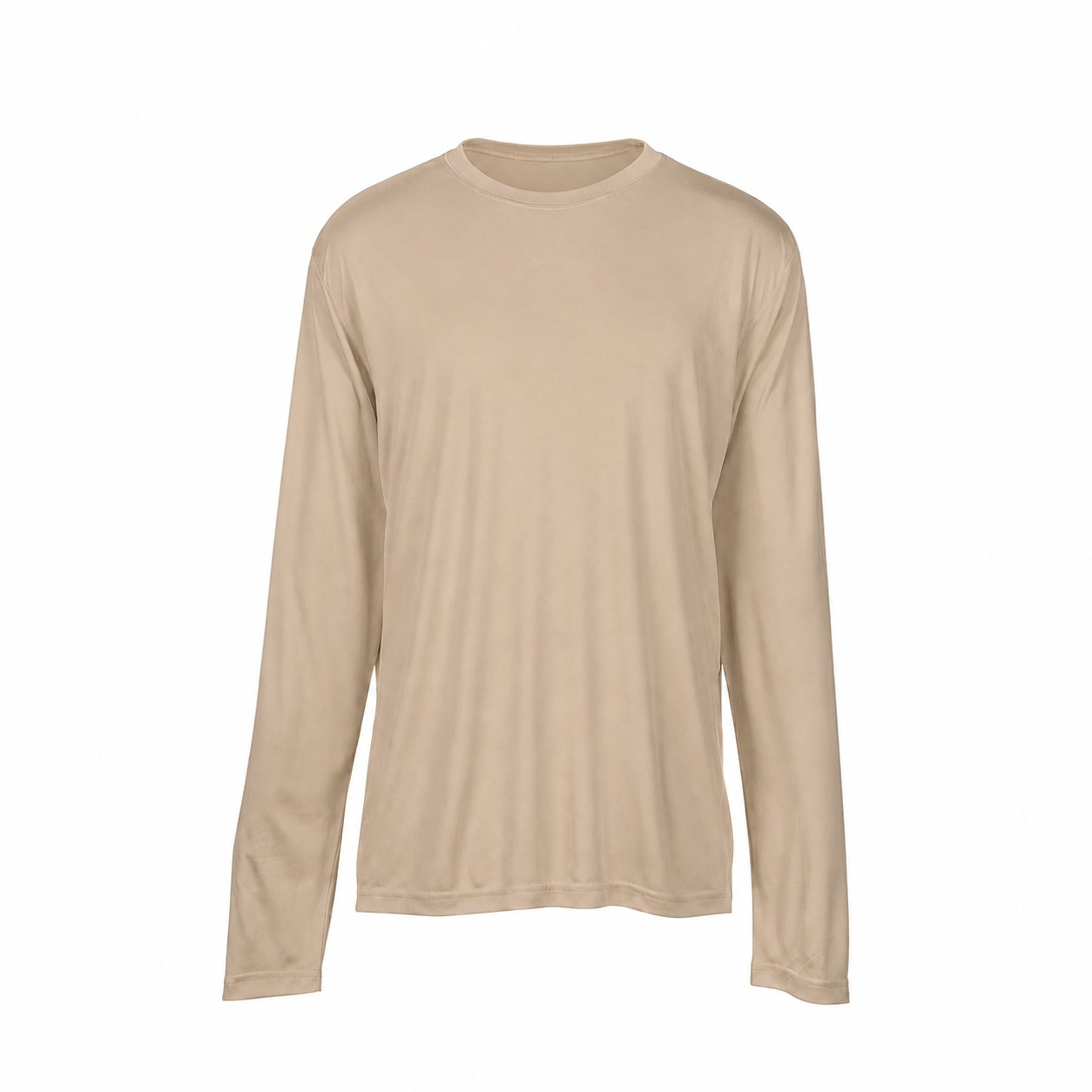 Performance Polyester Long Sleeve Tee — Tan Beige