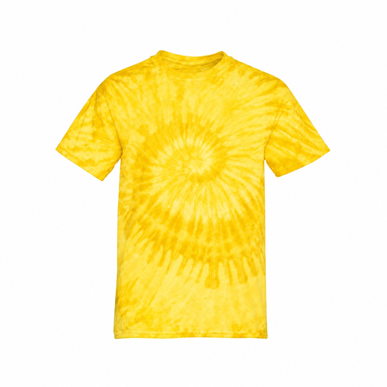 Spiral Tie Dye Cotton T Shirt — Yellow