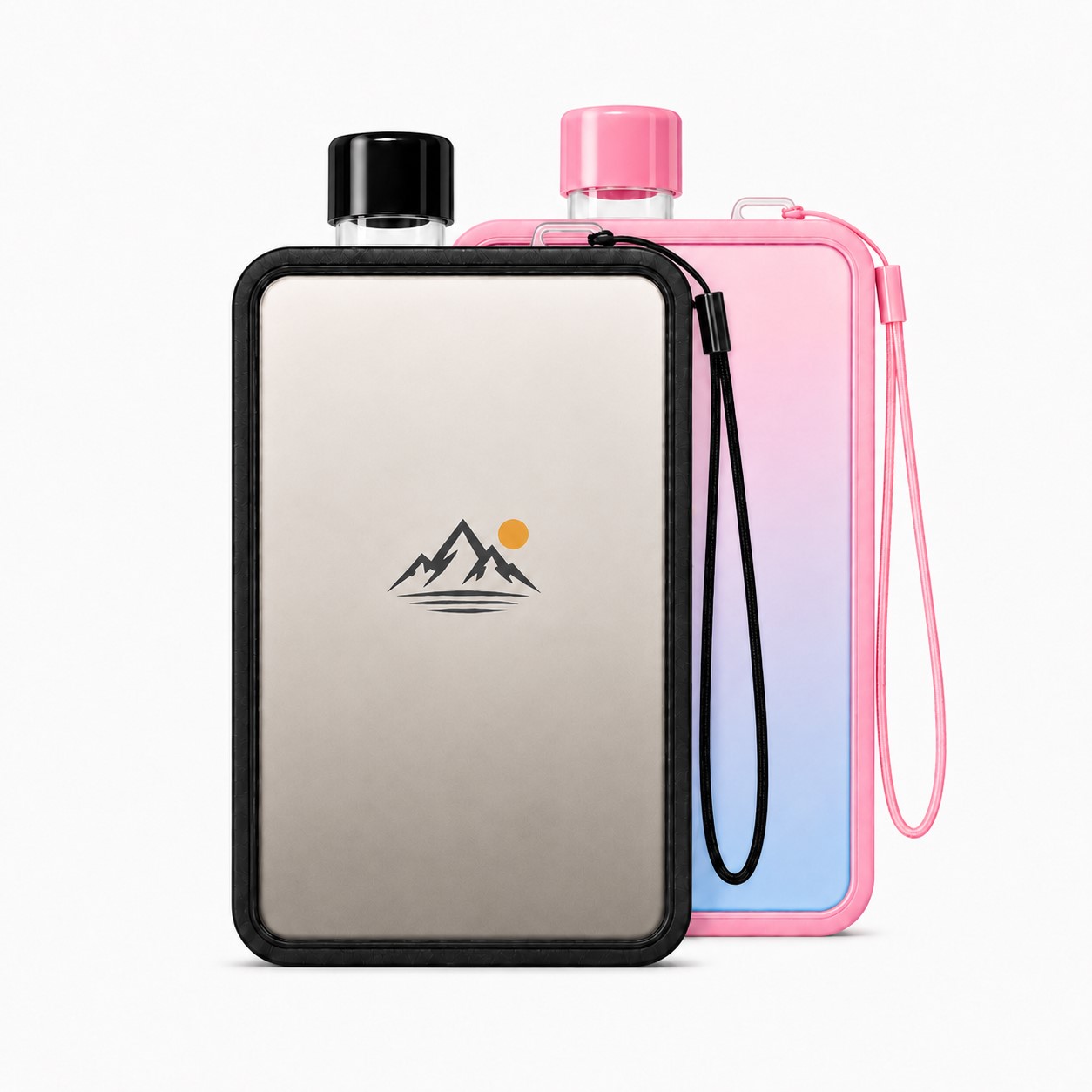 Flat Rectangular 13 Oz Water Bottle