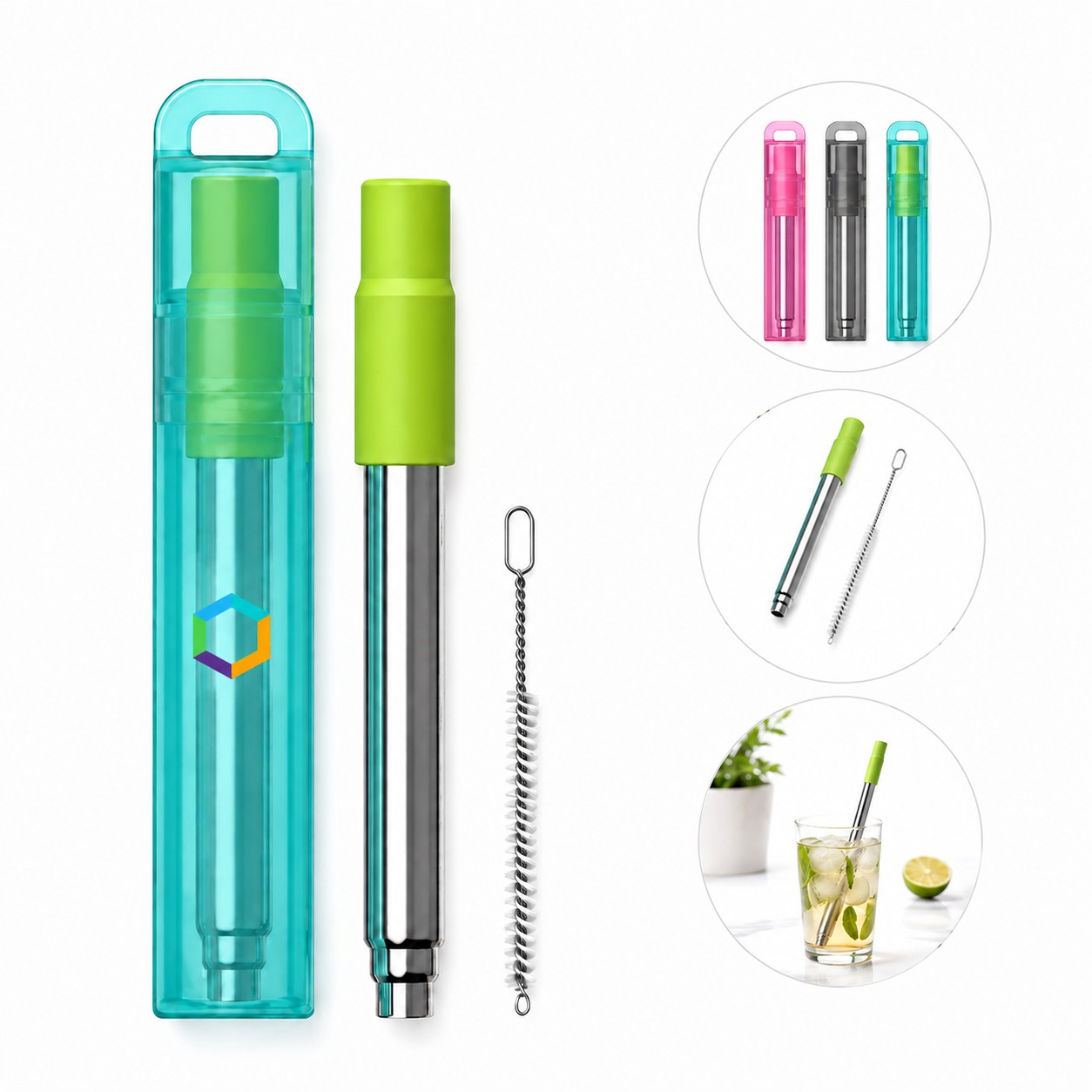 Stainless Steel Telescopic Straw With Looped Case