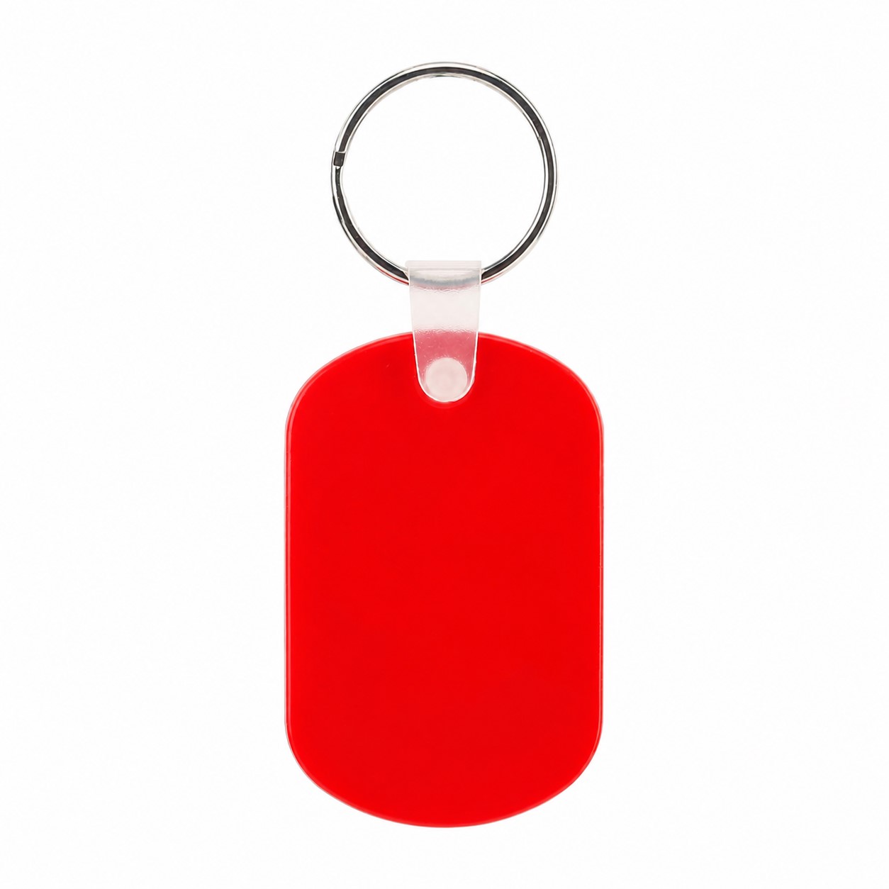 PVC Oval Key Tag Ring — Red