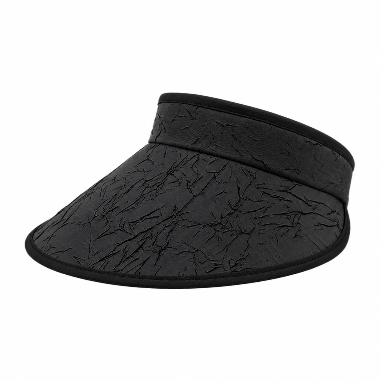 Polyester Foldable Open Crown Visor — Black