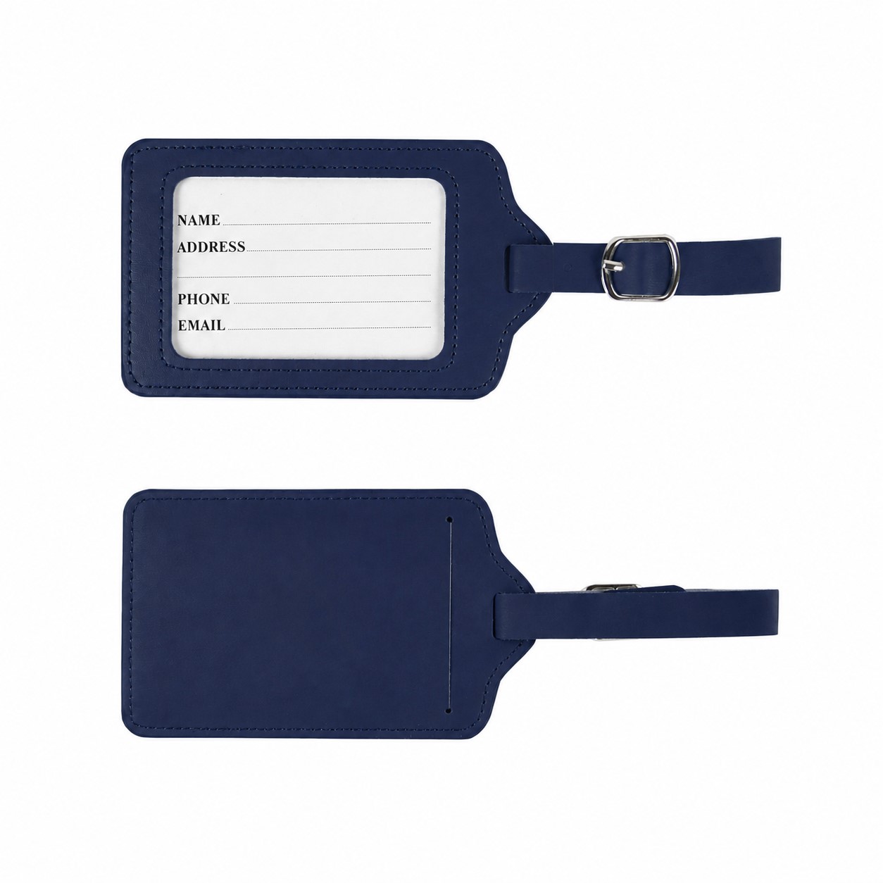 PU Leather Window Luggage Tag — Navy Blue