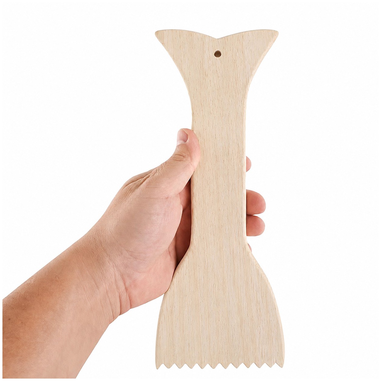 Wooden BBQ Spatula With Hanging Loop — Natural Beige