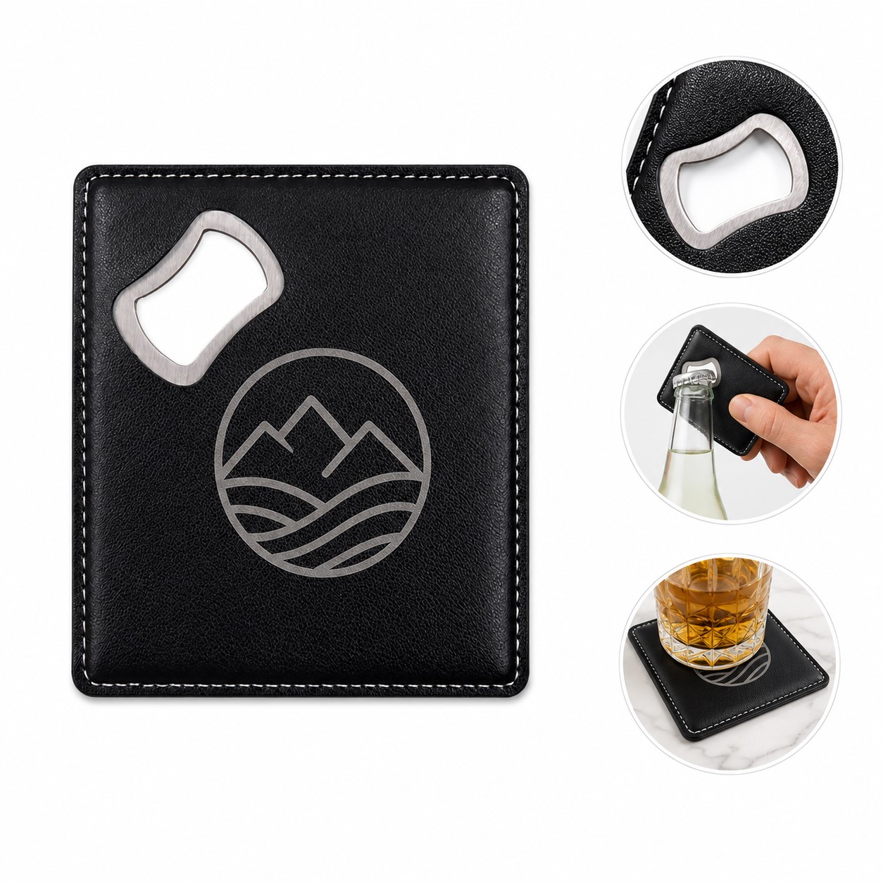 PU Leather Bottle Opener Coaster