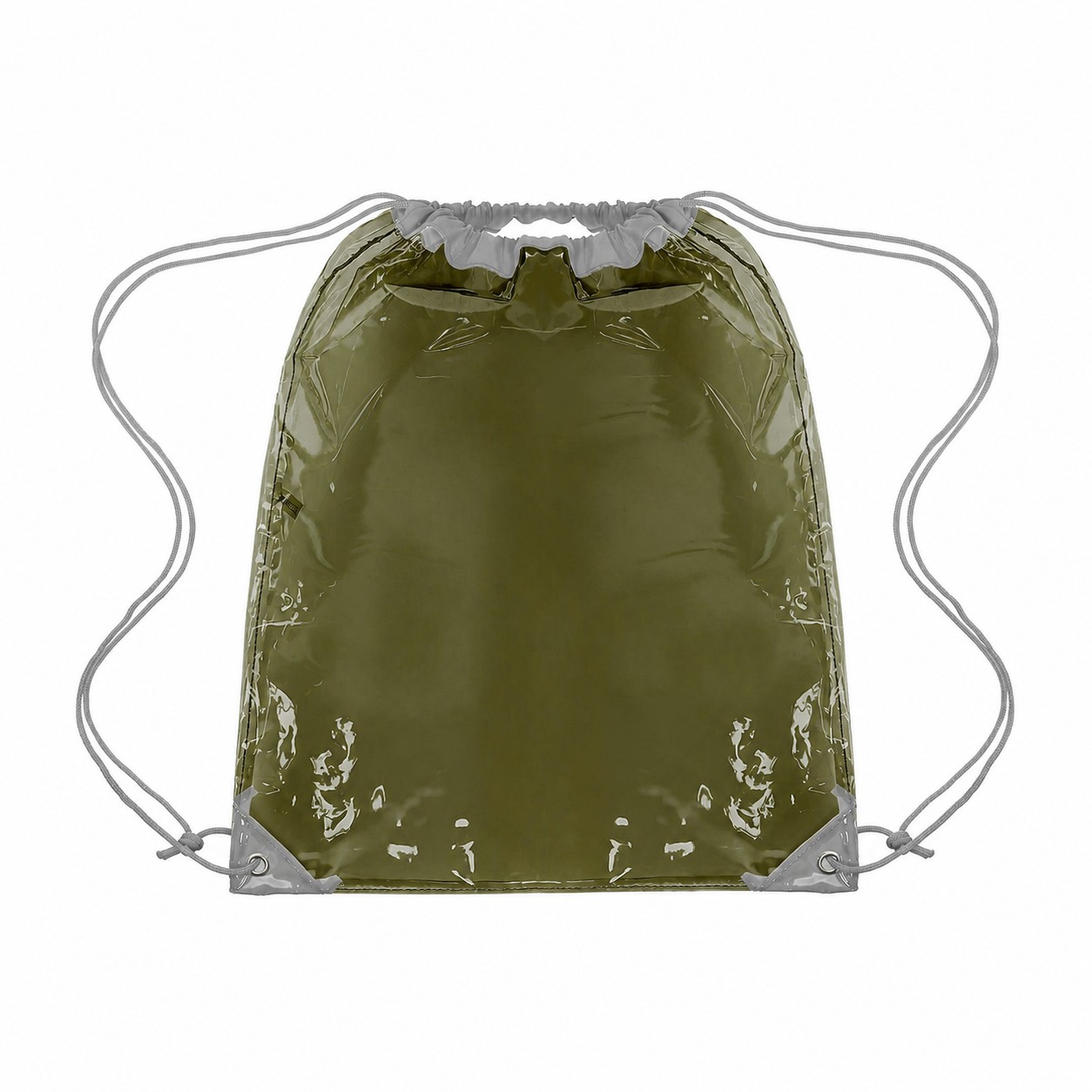 Clear PVC Drawstring Bag — Army Green