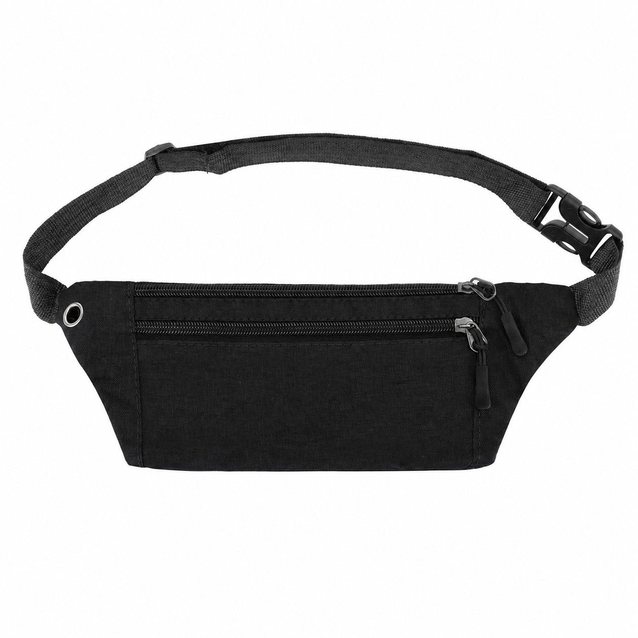 Fanny Pack With Three Zippered Pockets — Black
