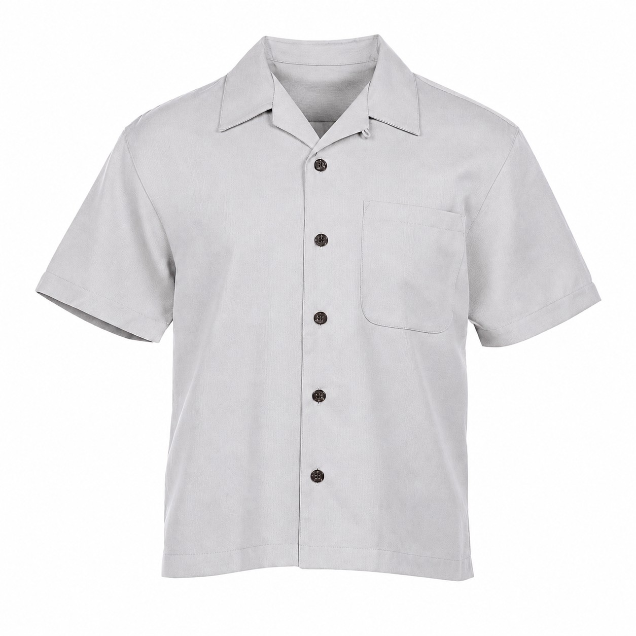 Men's Cotton Polyester Camp Shirt — Silver