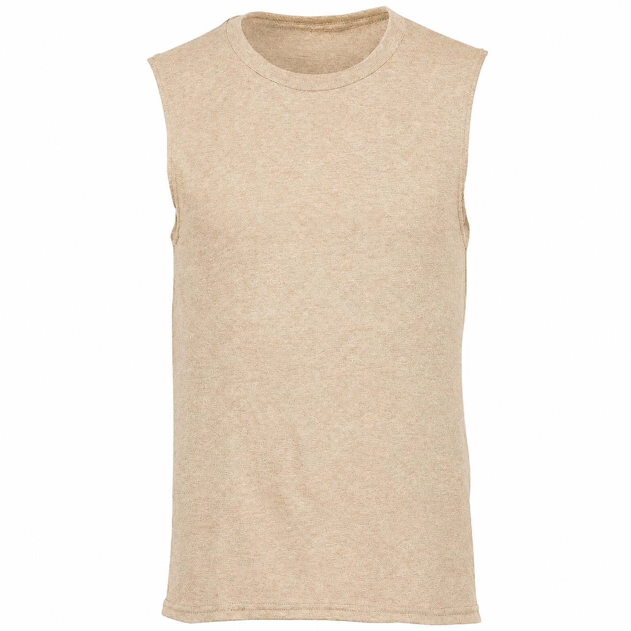 Combed Cotton Sleeveless Tank Top — Beige