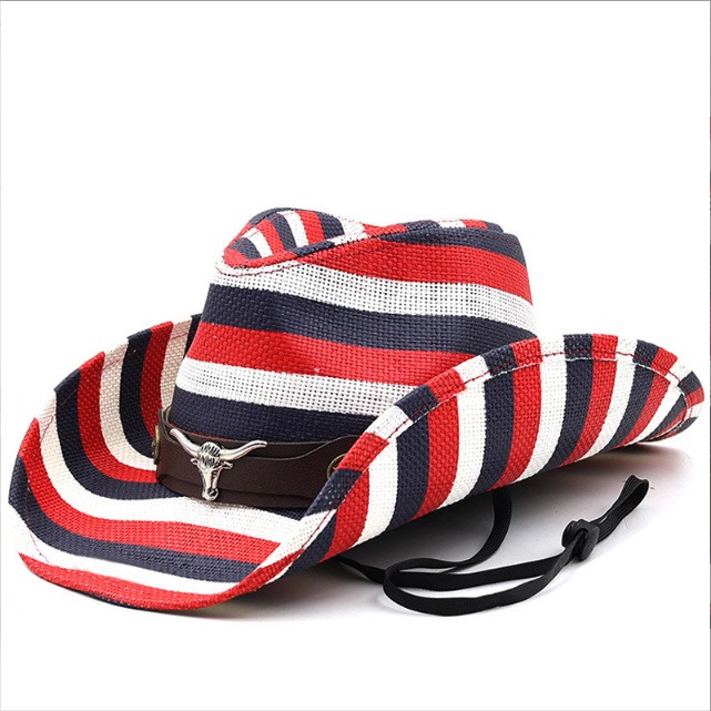 Striped Polyester Western Cowboy Hat — view 2