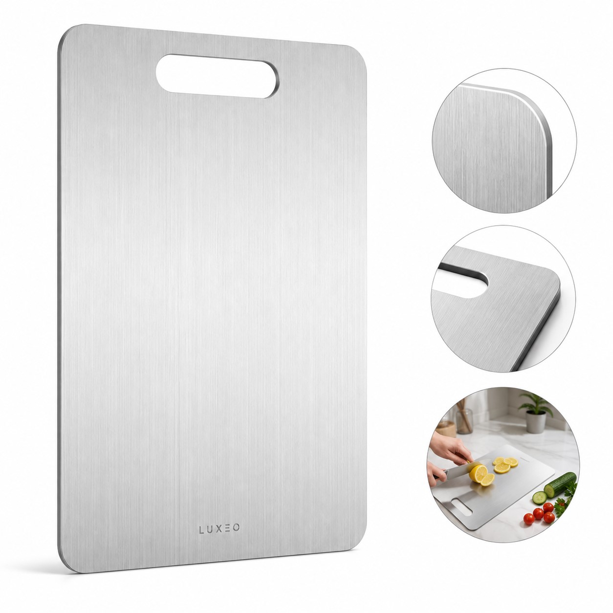 Silver Polypropylene Cutting Board With Handhold