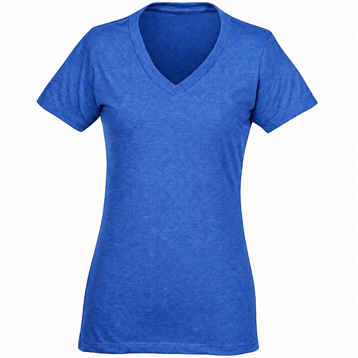 Ladies V Neck Cotton Polyester Tee — Blue