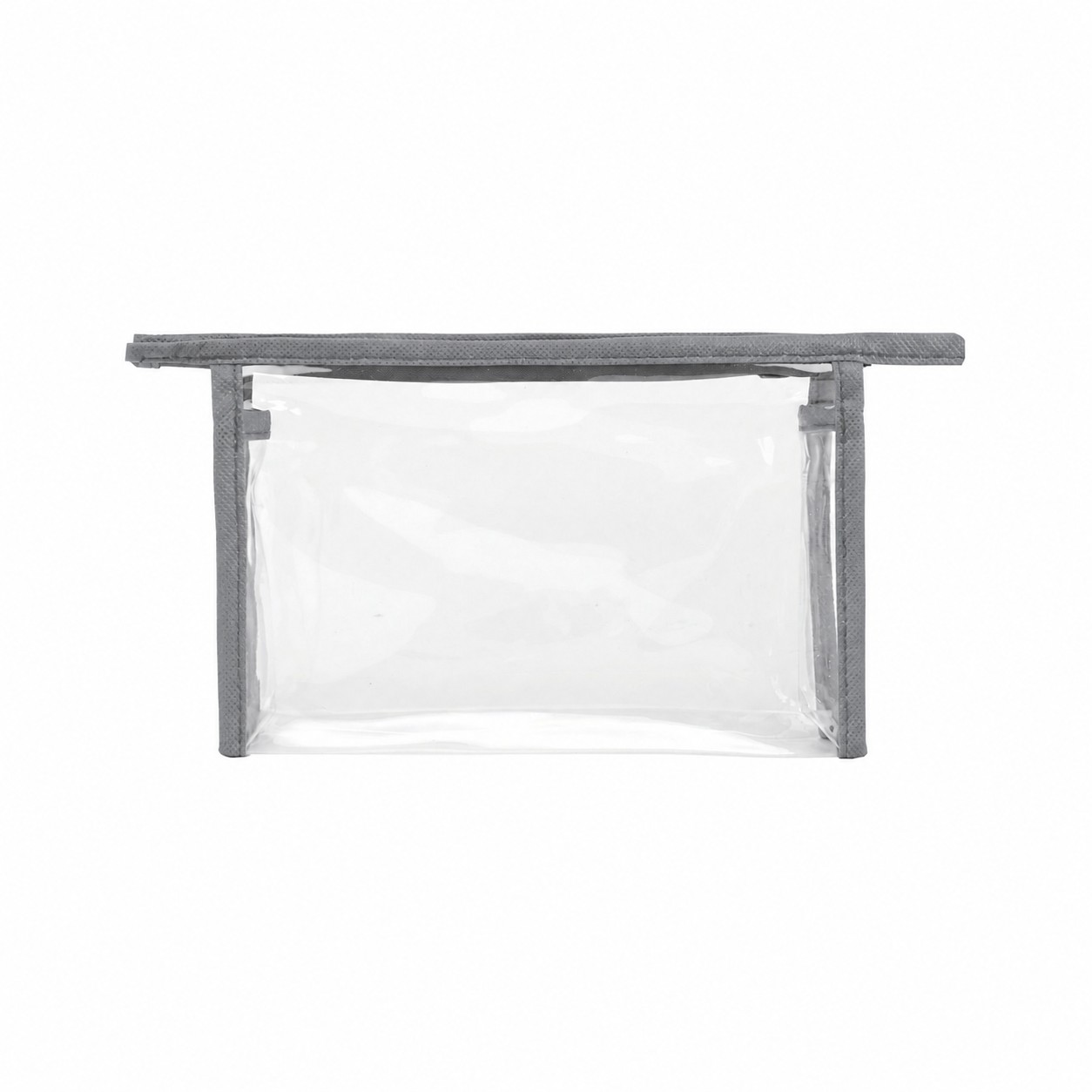 Clear PVC Toiletry Bag with 80GSM Non-Woven Trim — Gray