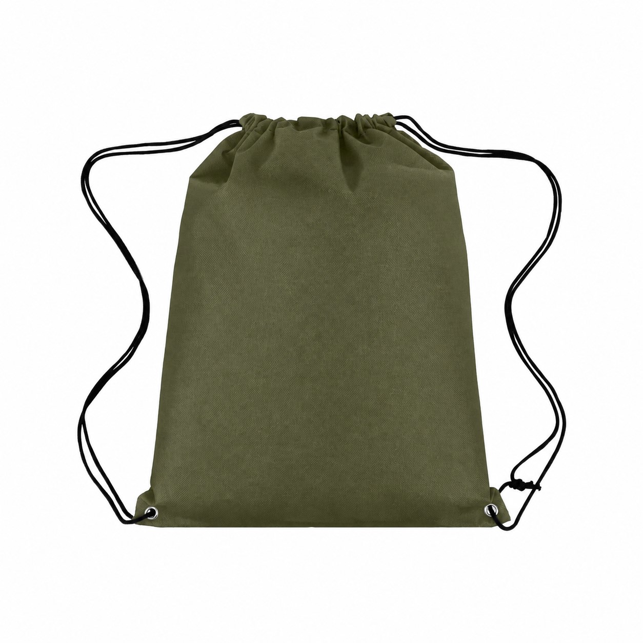 Non-Woven Drawstring Backpack With Metal Grommets — Army Green