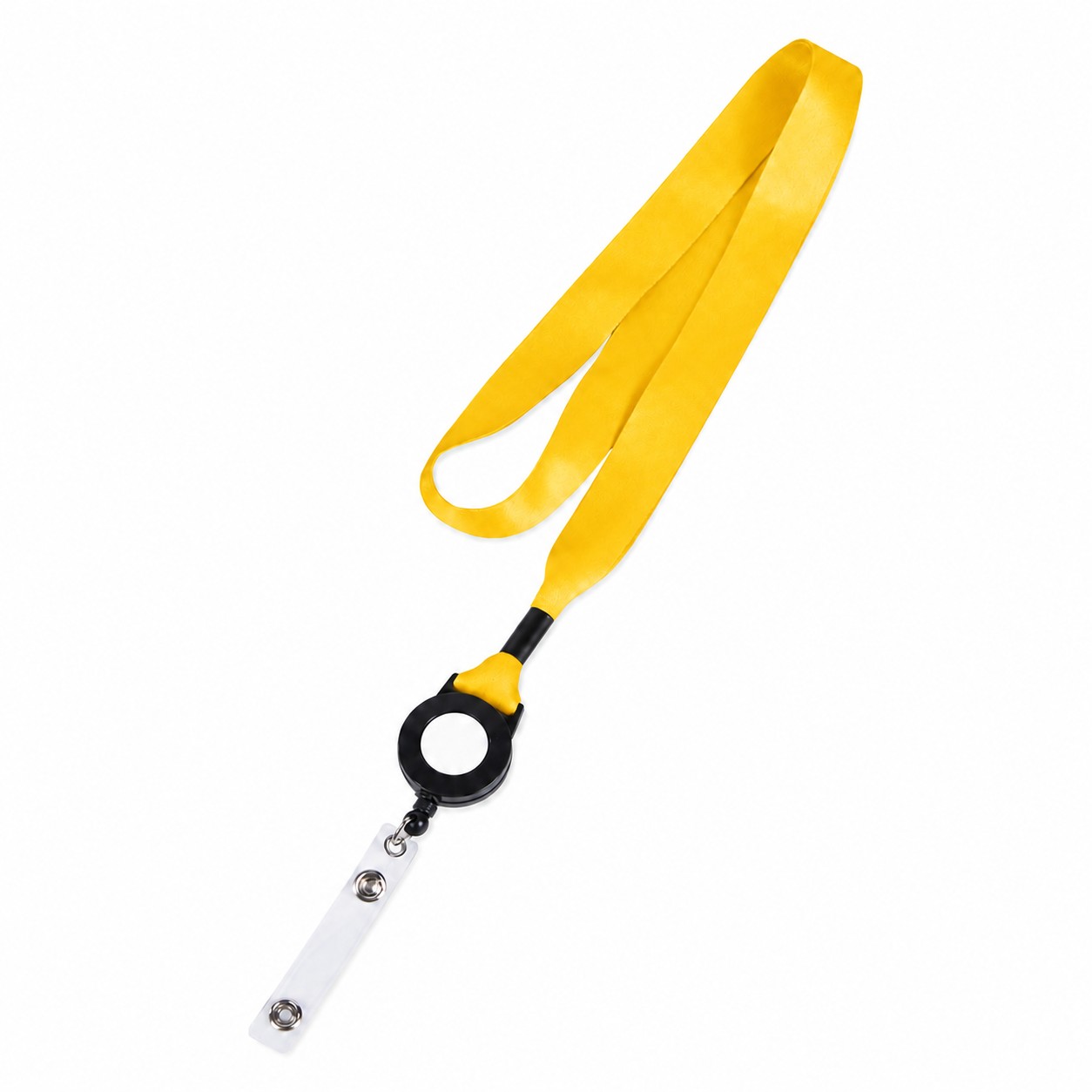 Plastic Crimp Badge Reel Lanyard — Yellow