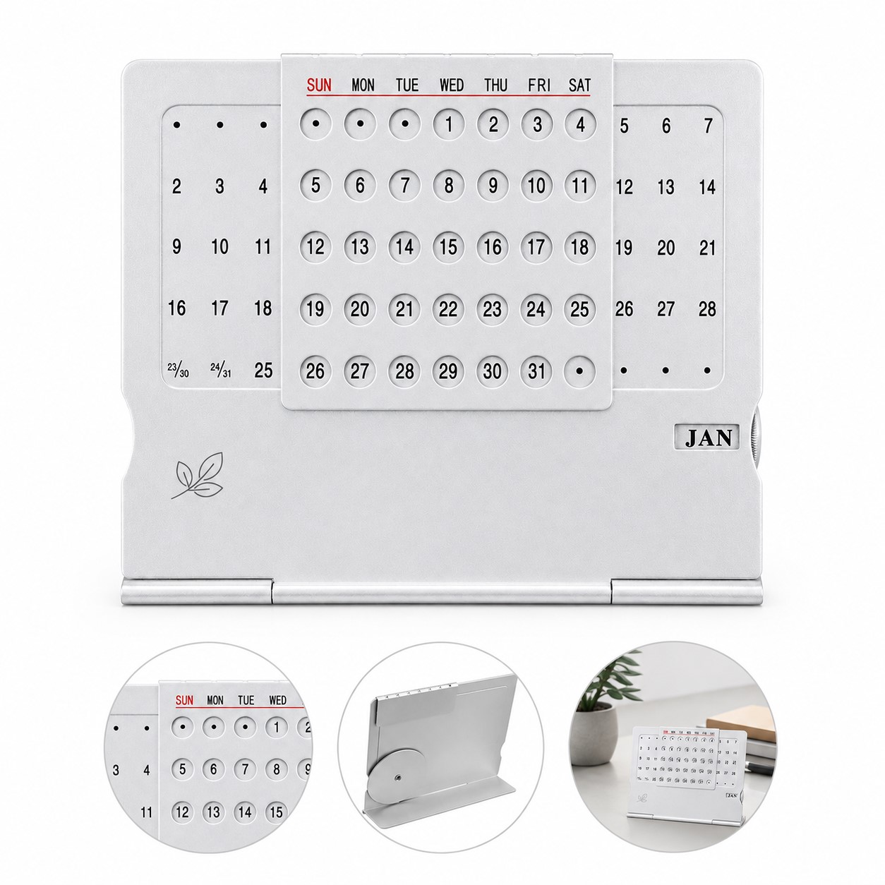 Metal Perpetual Desk Calendar With Number Slider