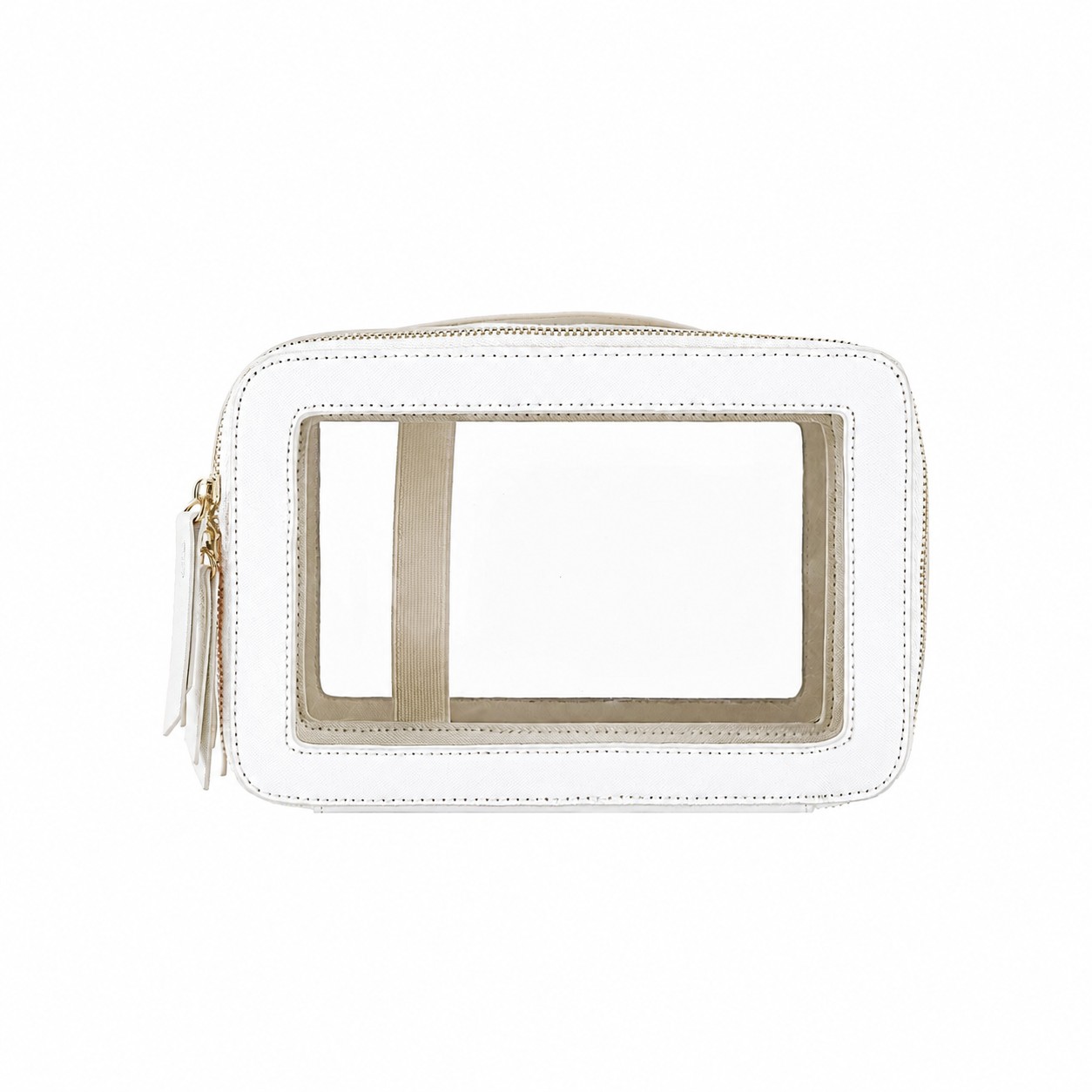 Double-Layer Top Handle Toiletry Bag — White