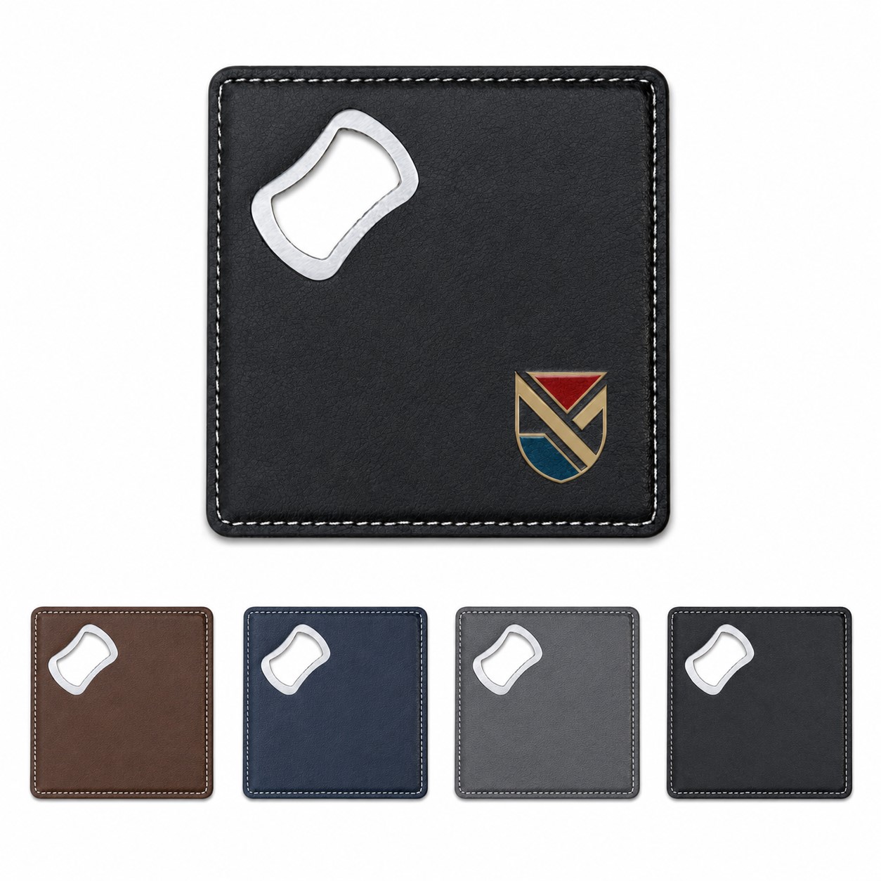 Stitched Square PU Bottle Opener Coaster