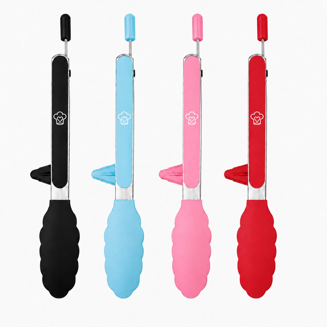 Locking Silicone Tip Stainless Steel Tongs