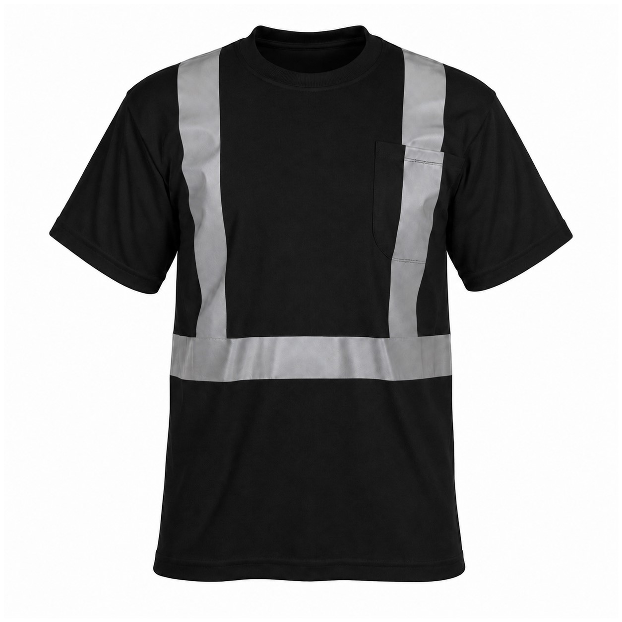 Reflective Pocket Polyester Safety Shirt — Black