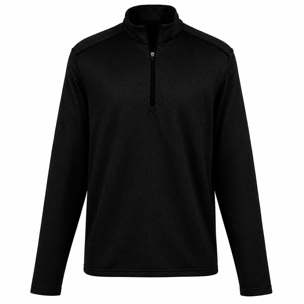 Houndstooth Fleece Quarter Zip Pullover — Black