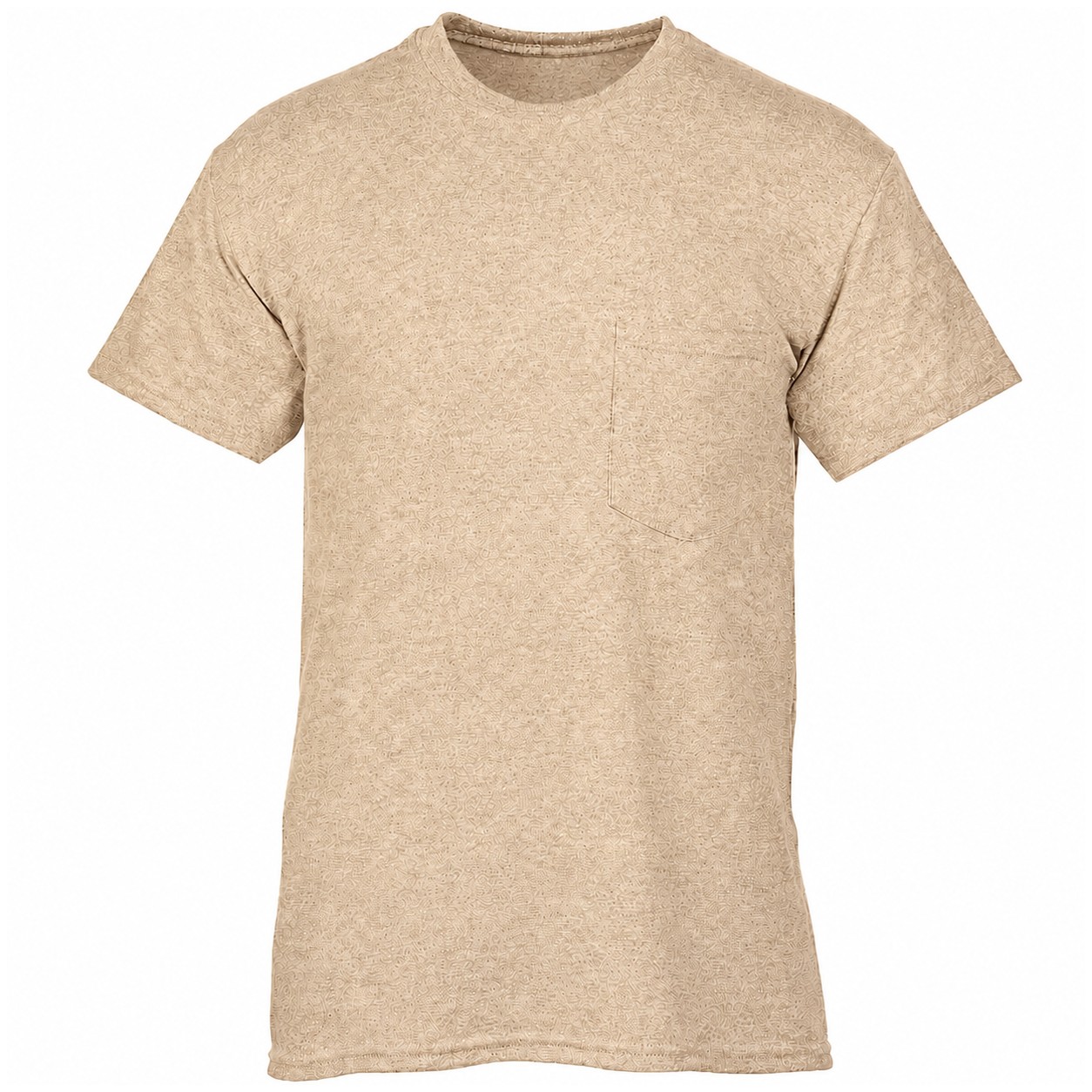 Cotton-Polyester Blend Pocket T-Shirt — Tan Beige
