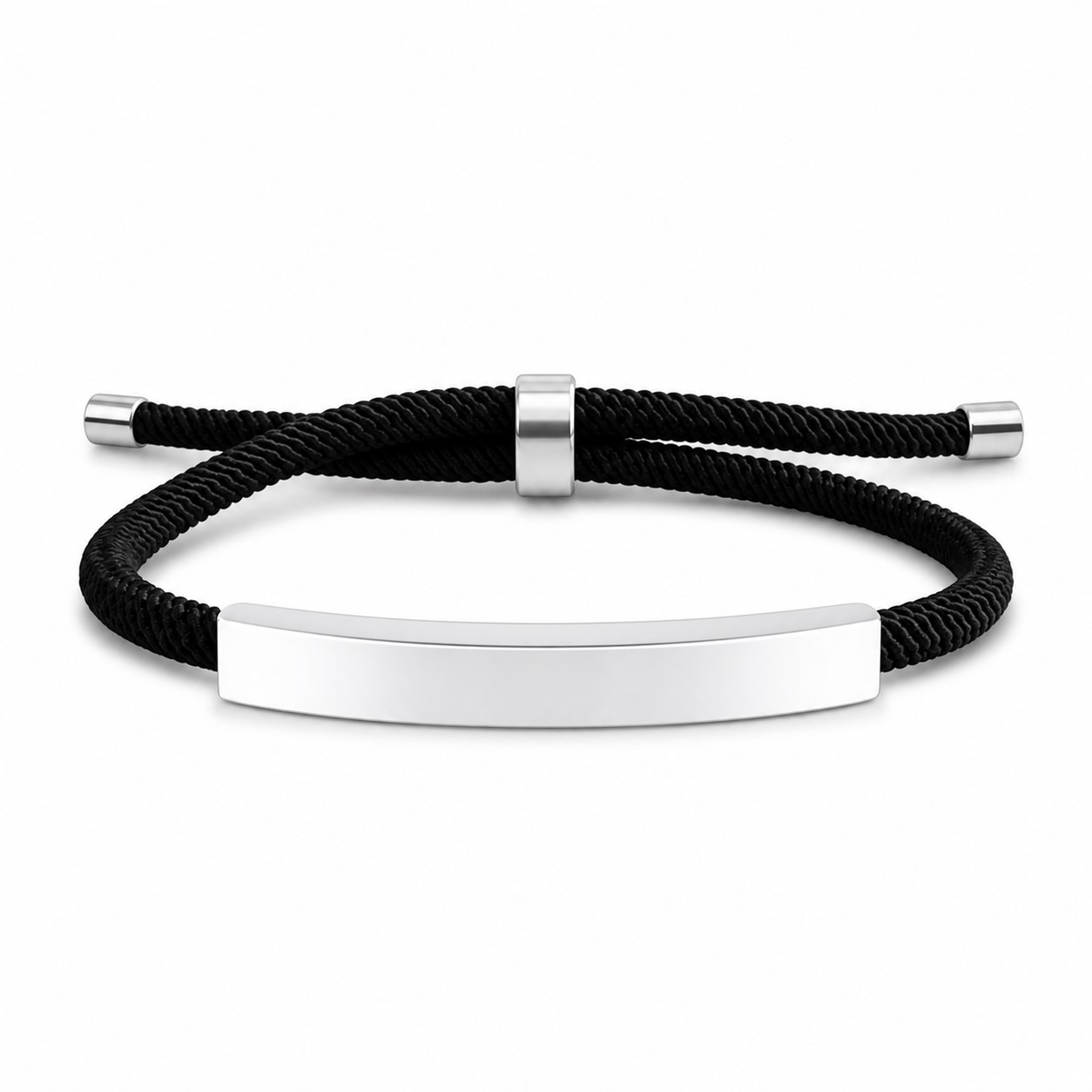 Adjustable Braided Cord Stainless Steel ID Bracelet — view 2