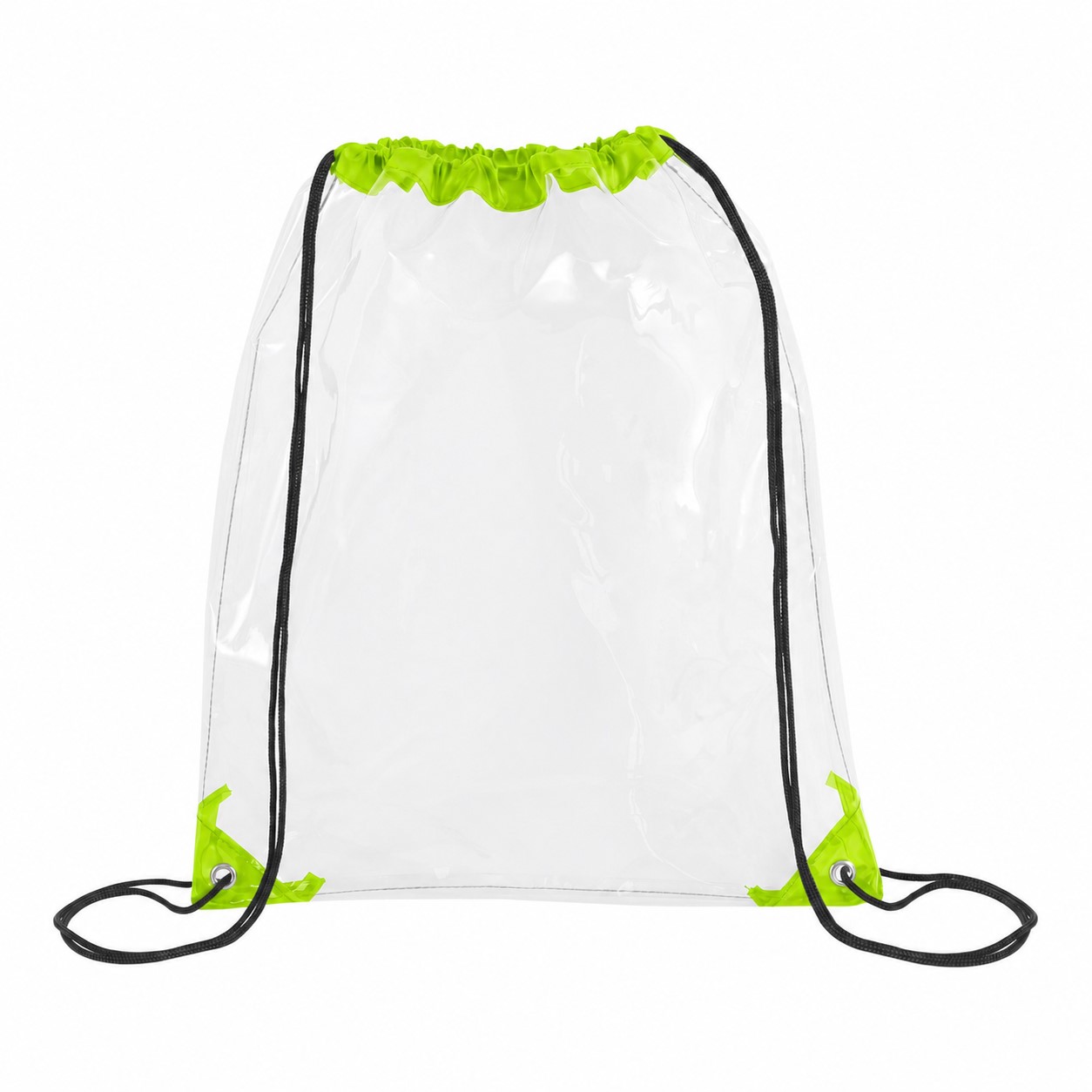 Metal Grommets Clear Drawstring Bag — Lime Green
