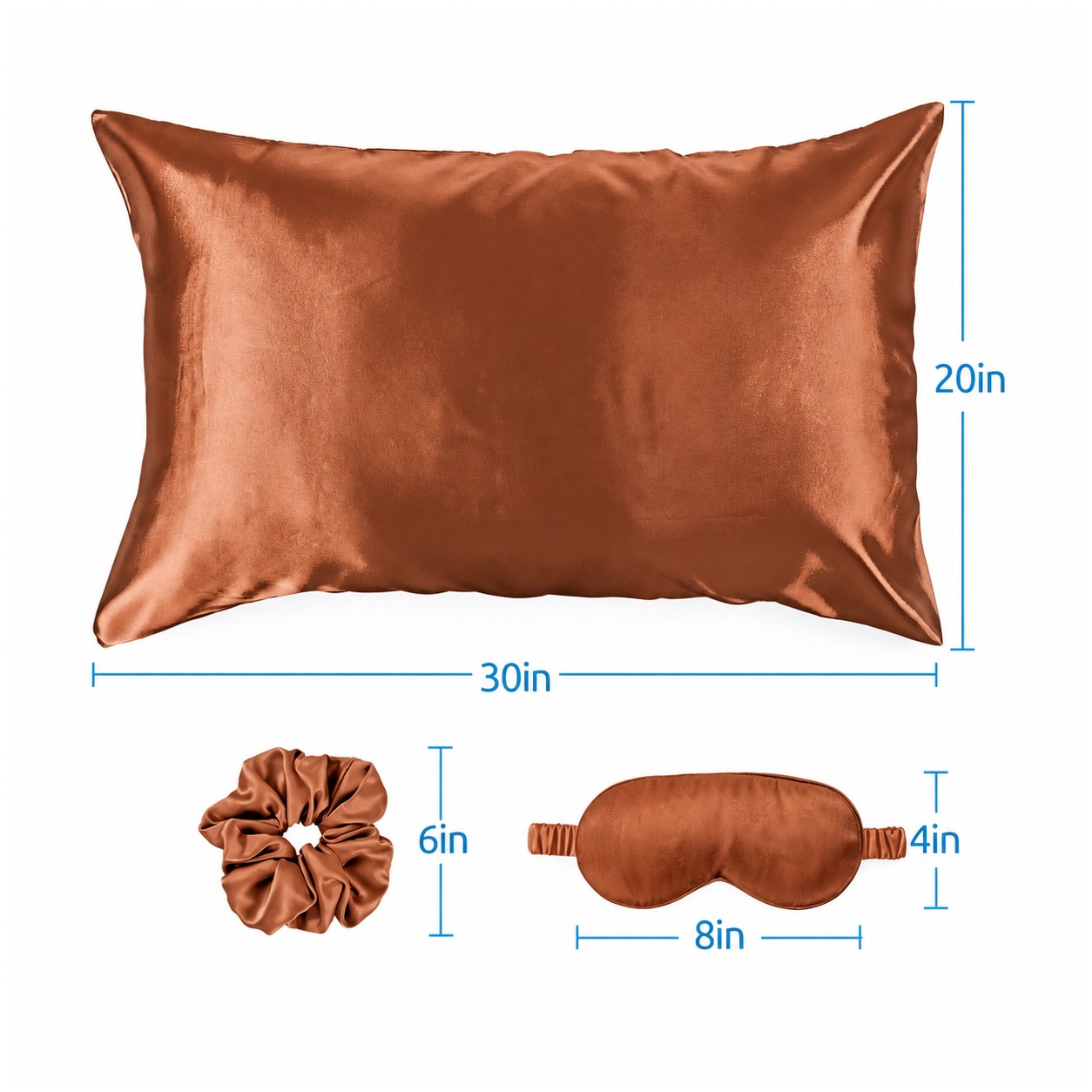 Satin Sleep Set With Pillowcase — Copper Brown