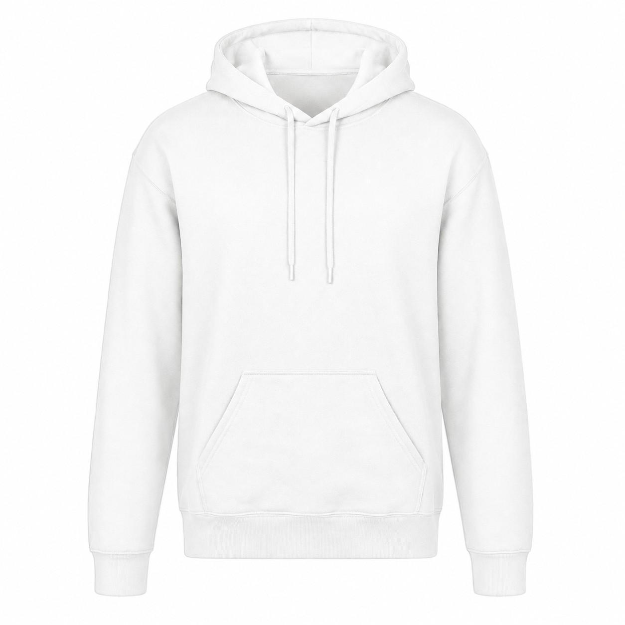 Cotton Polyester Fleece Pullover Hoodie — White