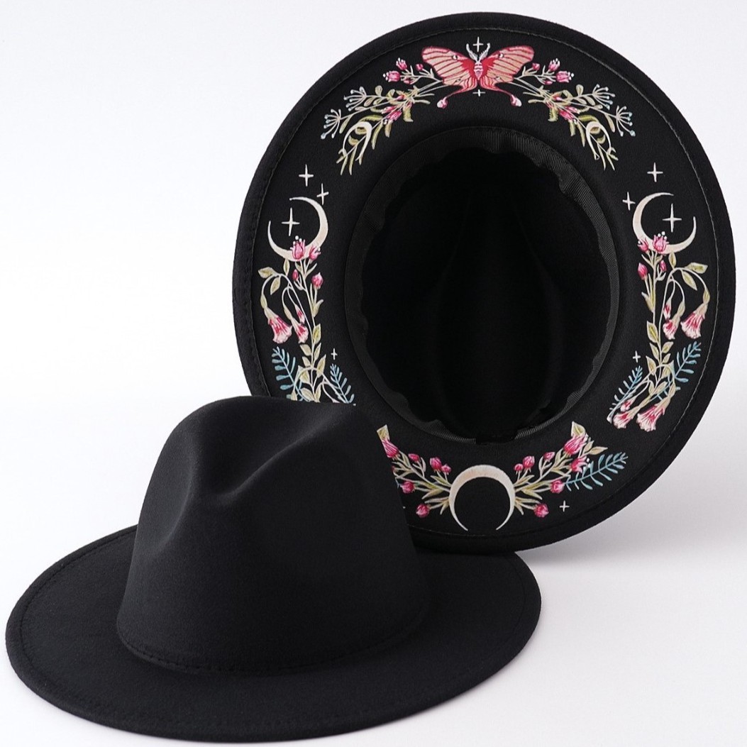 Butterfly Polyester Felt Fedora Hat — view 2