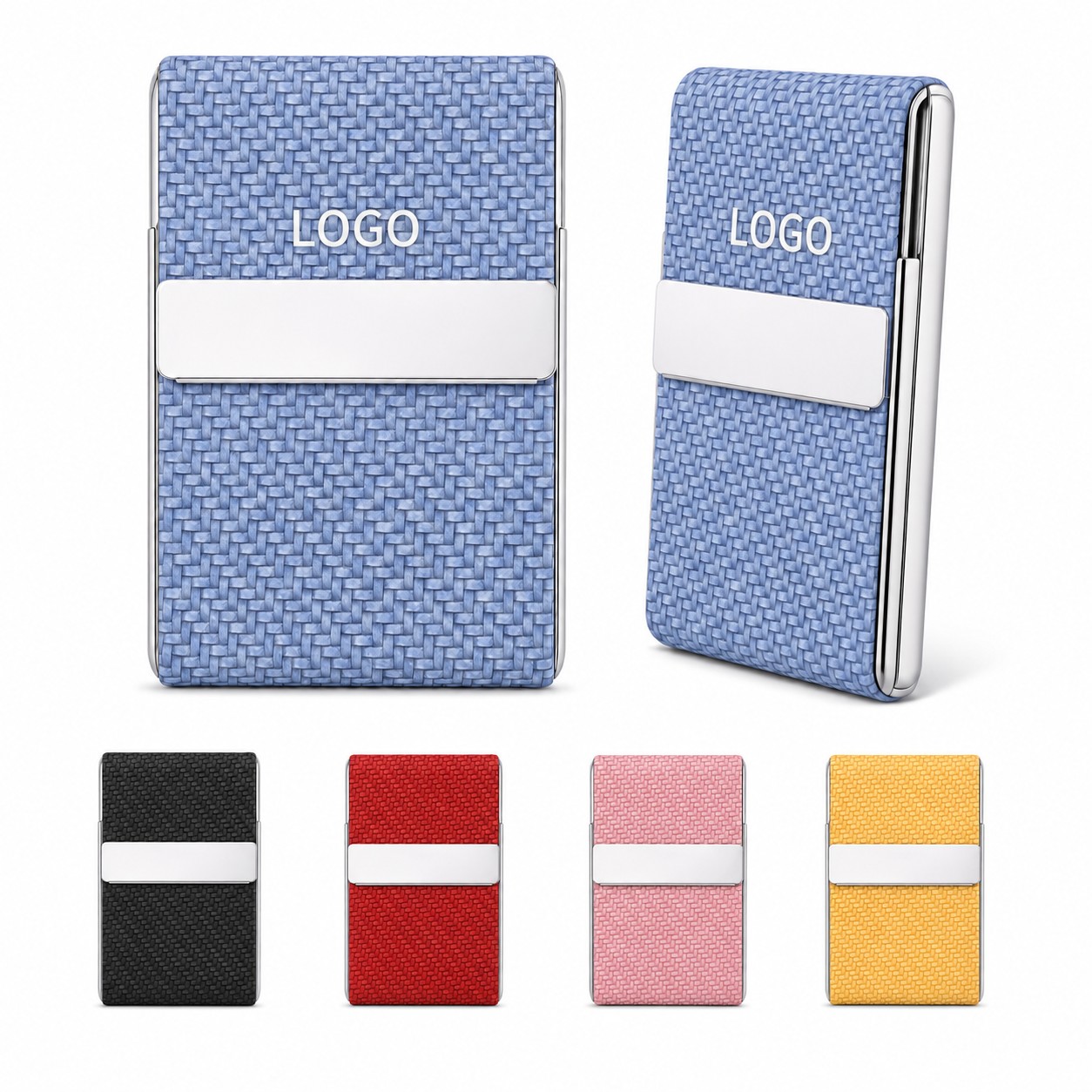 Woven Faux Leather Stainless Steel Card Case