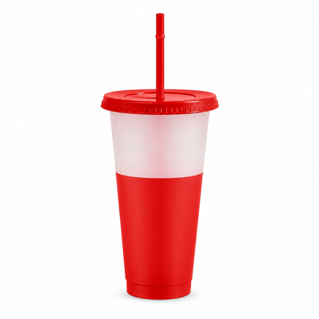 Color Changing 24 Oz Plastic Tumbler — Red