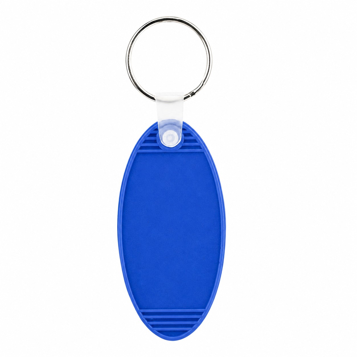 Retro Oval Plastic Keytag Ring — Blue