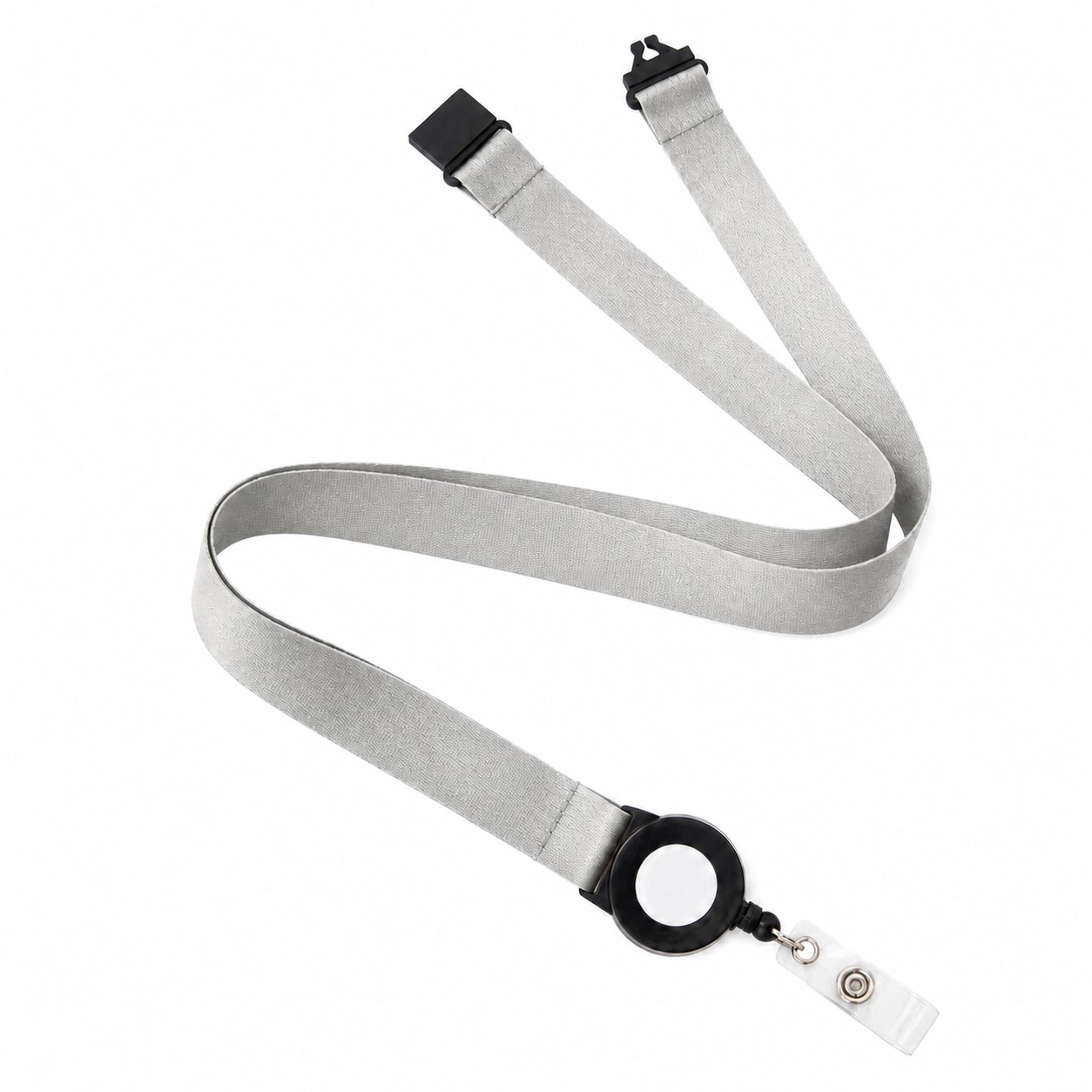 Polyester Lanyard With Retractable Badge Reel — Nickel Silver