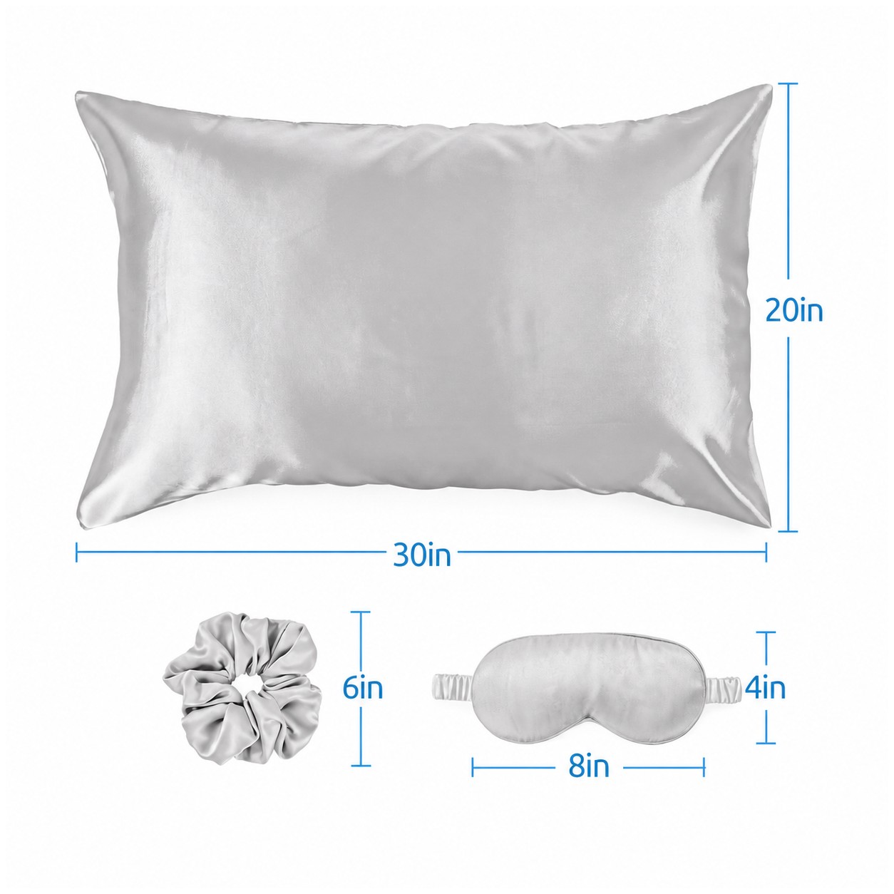 Satin Sleep Set With Pillowcase — Silver