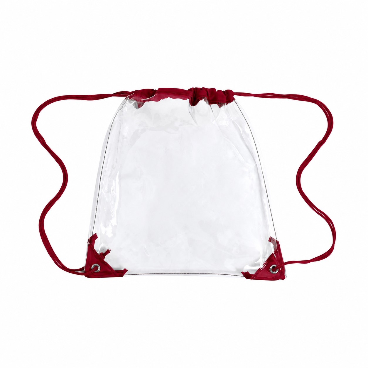 PVC And 210D Polyester Clear Drawstring Bag — Burgundy Red